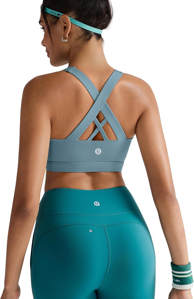 RUNNING GIRL Sports Bras for Women,Padded Strappy Sports Bras Criss-Cross Back Medium Support Sports Bras with Removable Cups