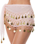 Belly Dance Hip Scarf Belly Dance Skirt 3-Layer Gold Sequins and Coins, Suitable for Yoga, Belly Dance, Performance