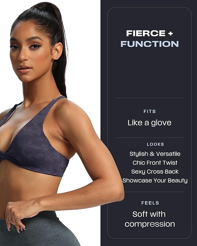 Aoxjox Women's Workout Sports Bras Fitness Metamorph Sienna Twist Bra Yoga Crop Tank
