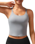 RUNNING GIRL Yoga Tank Tops for Women Built in Shelf Bra B/C Cups Strappy Back Activewear Workout Compression Tops