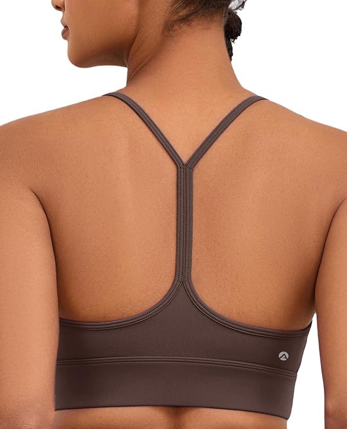 Womens Y-Back Sports Bra, Weightless Padded Yoga Bra, Spaghetti Strap Low Impact Gym Top for Workout & Daily Wear
