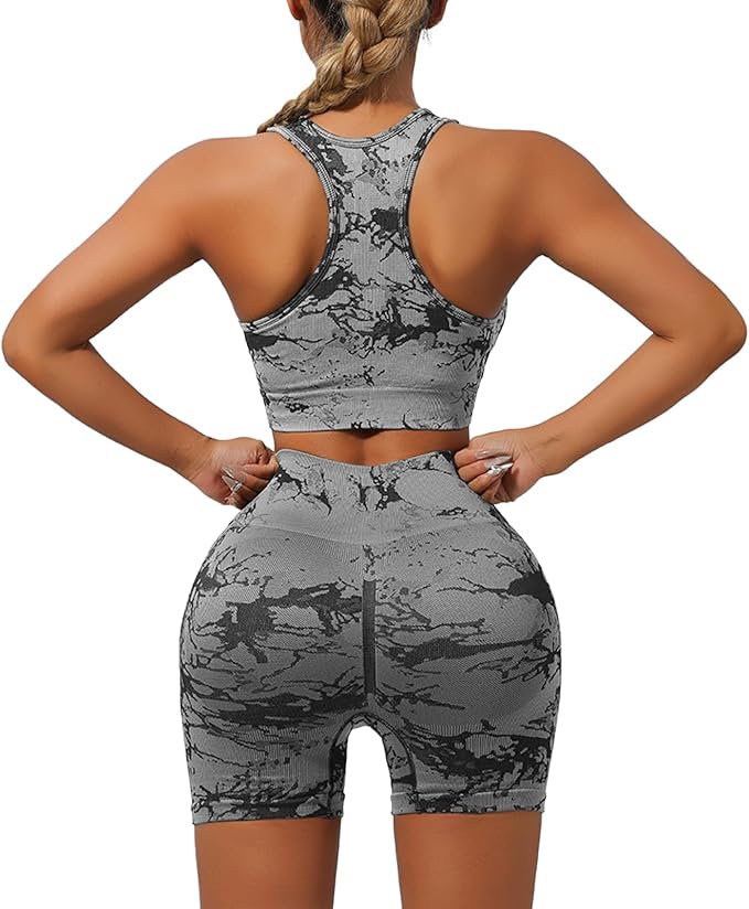 IwIeIaIrI Workout Sets for Women 2 Piece Seamless High Waist Shorts Yoga Outfits Sports Bra Gym Shorts