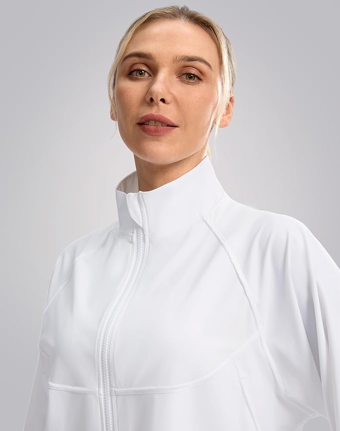 Soothfeel Women's Athletic workout Jacket Lightweight UPF 50+ Long Sleeve Sun Protection Shirts Zip Up Cropped Hiking Tops