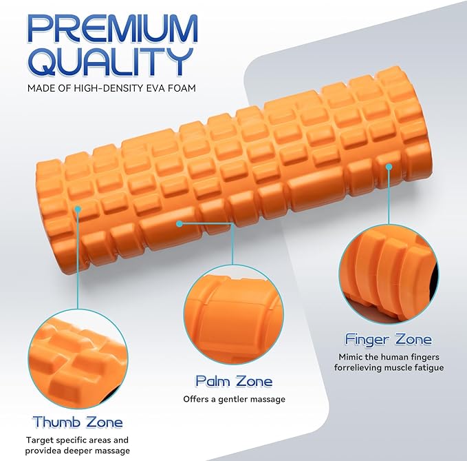 Krightlink Foam Roller High Density 18" Foam Roller for Deep Tissue Muscle Massage, Trigger Point Fitness Exercise Massage Roller Self-Myofascial Back Roller Release for Whole Body