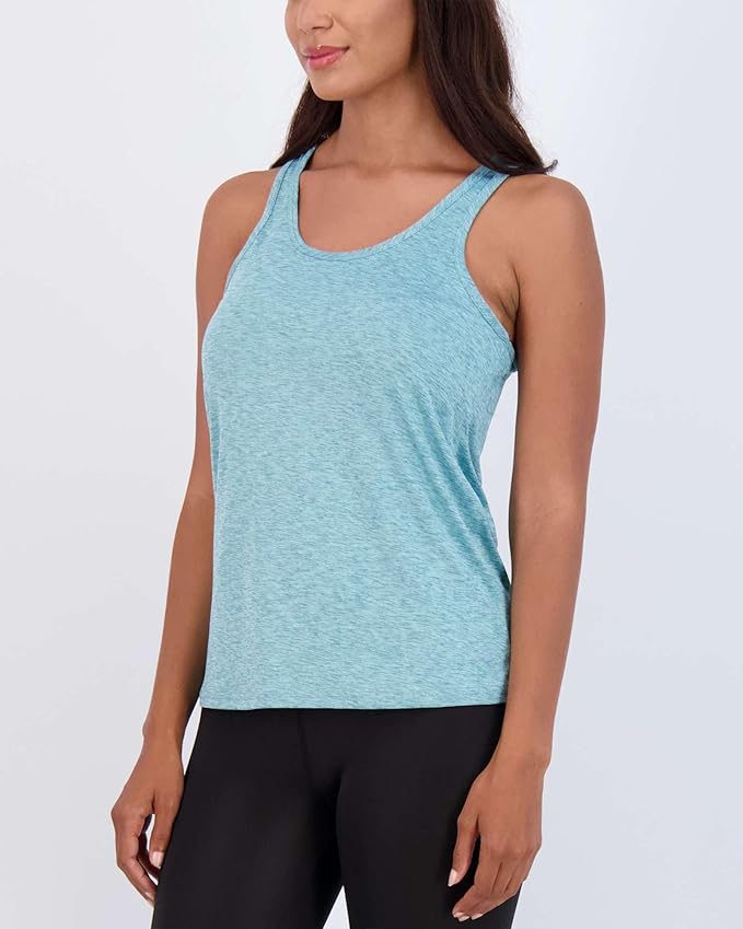 Real Essentials 5 Pack: Women's Racerback Tank Top Dry-Fit Athletic Performance Yoga Activewear (Available in Plus Size)