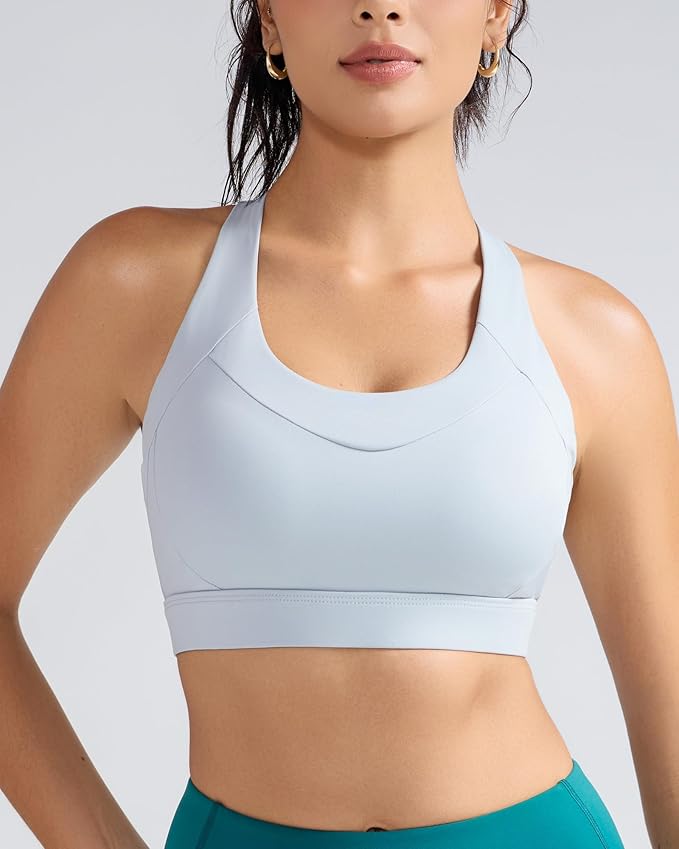 RUNNING GIRL Sports Bra for Women High Support, Molded Cup High Impact Sports Bras with Sewn in Pads Strappy Running Bra