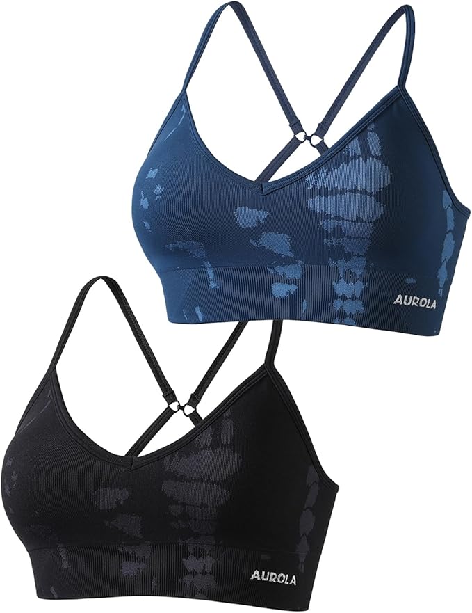 AUROLA Serpent Seamless Sports Bras for Women,Backless Padded Strappy Workout Gym Yoga Crop Tops
