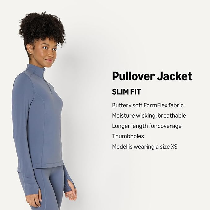 Amazon Essentials Women's Active FormFlex Buttery Soft Slim Fit Quarter Zip Long Sleeve Pullover Jacket