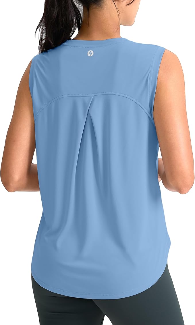 SANTINY Women's Sleeveless Workout Tops Breathable Lightweight Active Tennis Yoga Shirts Athletic Running Tank Tops for Women