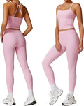 Women 2 Piece Workout Sets (NEW) Yoga Outfit Open Back Tank Top High Waisted Leggings Gym Sets Tracksuits