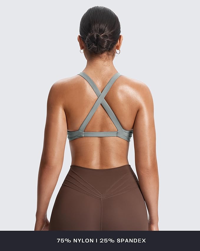 Aoxjox Women's Workout Sports Bras Fitness Satara Low Impact Bra Yoga Crop Tank