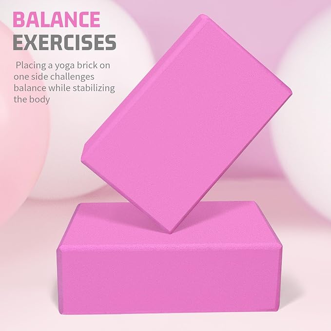 2 Pack 3"x6"x9" EVA Foam Yoga Block Supportive Latex-Free, Non-Slip Exercise Blocks for Pilates, Meditation, Balance, Stretching and Deep Poses