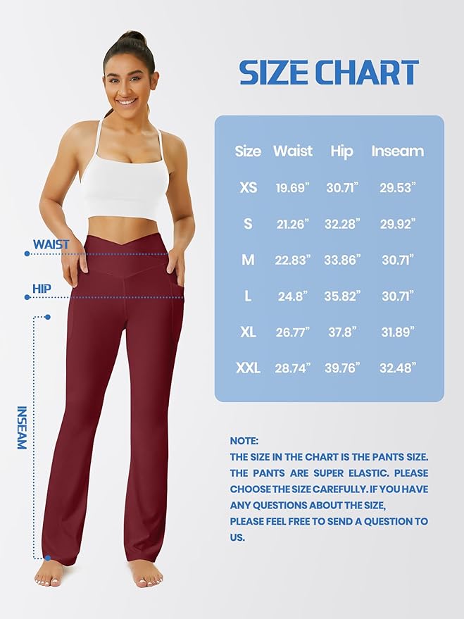 FOHOFO Yoga Pants Women, Flare Leggings for Women with Pockets Crossover High Waisted Bootcut Yoga Pants