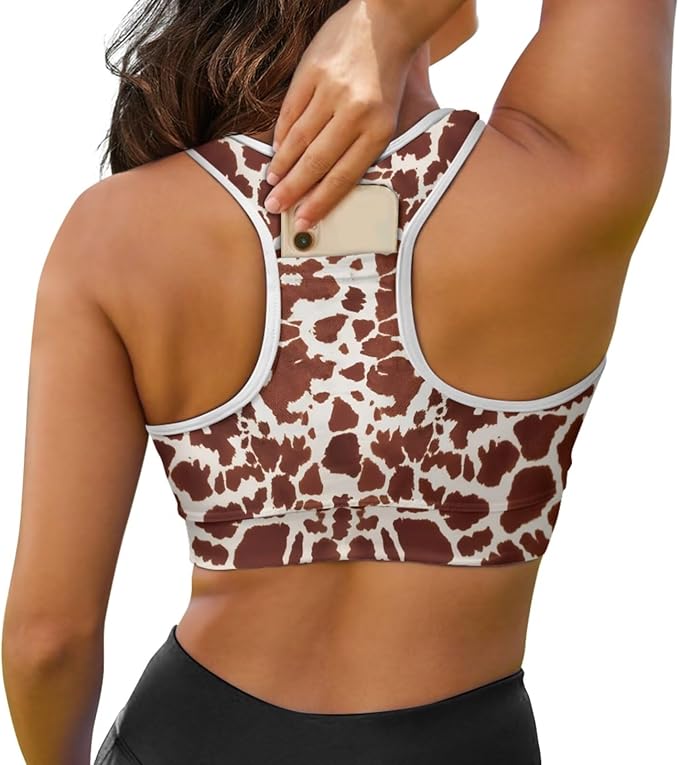 4 Piece Gym Sets Women Racerback Sports Bra with Back Pocket, Matching Flare Yoga Pants And Sweatband