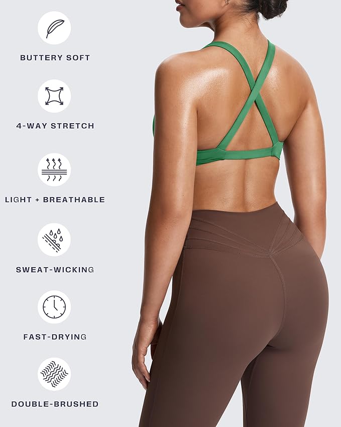 Aoxjox Women's Workout Sports Bras Fitness Satara Low Impact Bra Yoga Crop Tank