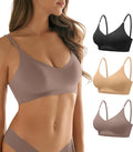 DEANGELMON V Neck Bra Padded Seamless Adjustable Straps Bralettes Everyday Basic Sleeping Bras Multiple Pack