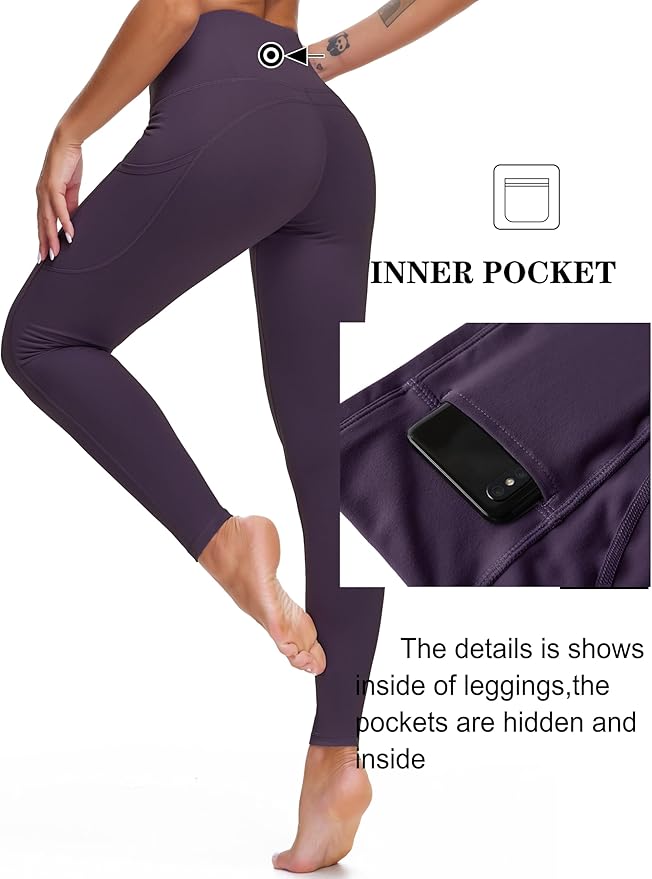 Dragon Fit High Waist Yoga Leggings with 3 Pockets,Tummy Control Workout Running 4 Way Stretch Yoga Pants