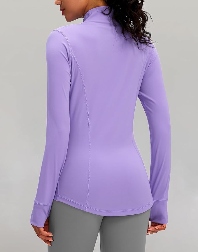 Women's Workout Jackets with 4 Pockets Zip Up Slim Fit Soft Fall Jacket for Yoga Running Athletic