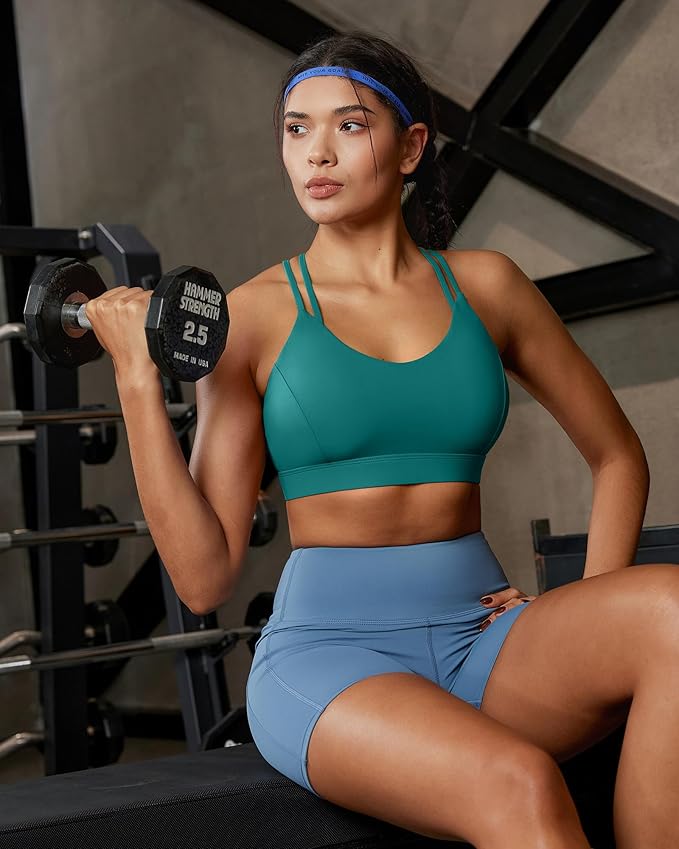 RUNNING GIRL Sports Bras for Women,Strappy Crisscross Back Padded Low Impact Running Sports Bra with Removable Cups