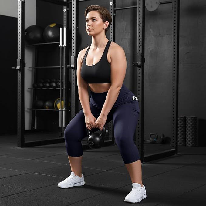3 Pack Plus Size Leggings with Pockets for Women - High Waisted Tummy Control Spandex Soft Black Workout Yoga Pants