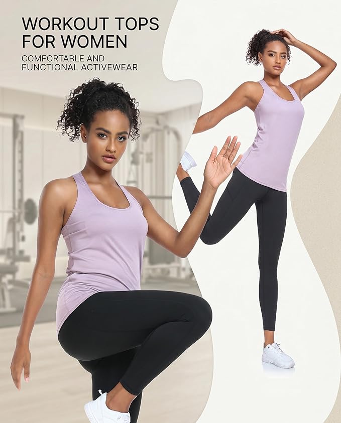 6 or 5 Pack Workout Tank Tops for Women, Athletic Racerback Sports Tank Tops, Compression Sleeveless Dry Fit Shirts