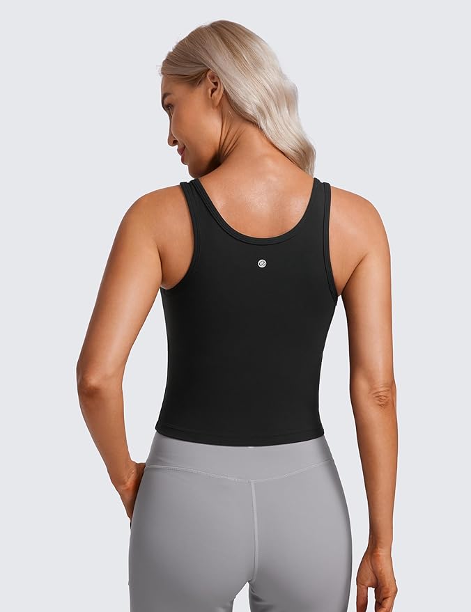 CRZ YOGA Butterluxe Double Lined Tank Tops for Women - Workout Casual Scoop Neck Racerback Crop Sleeveless Shirt