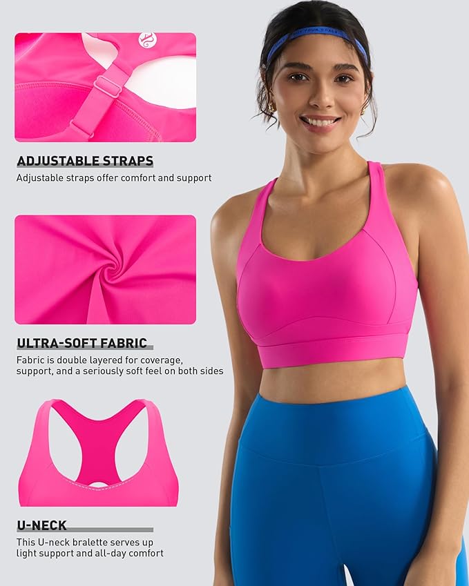 RUNNING GIRL High Impact Sports Bras for Women,Racerback Running Bra Workout Crop Tank Tops Longline Sports Bra Push up