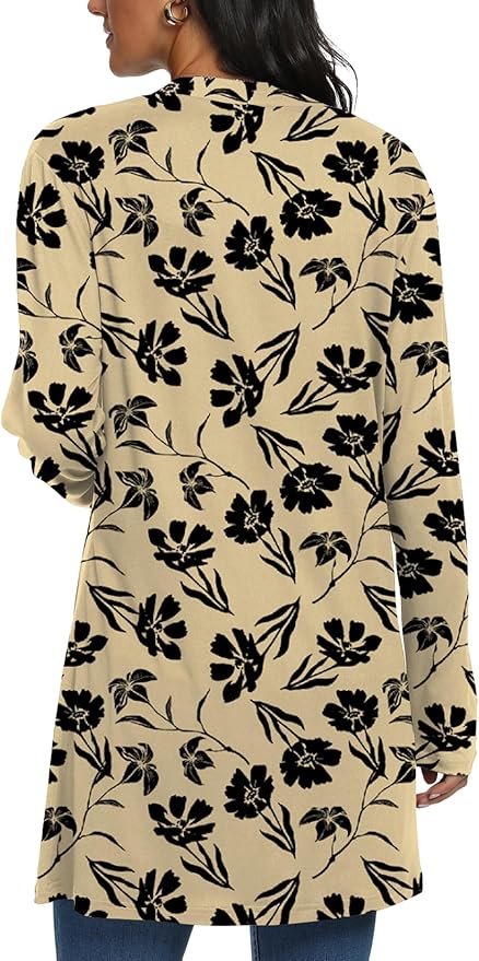 Womens Casual Lightweight with Pocketes Long Sleeve Open Front Cardigan