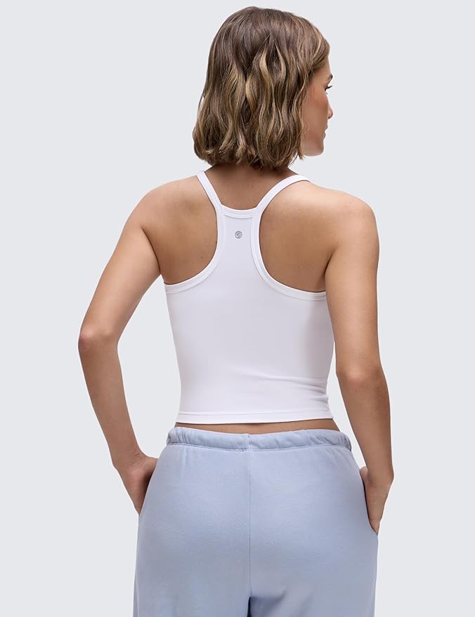 CRZ YOGA Butterluxe Soft Double Lined V Neck Tank Tops for Women - Yoga Casual Camisole Racerback Tight Sleeveless Shirt
