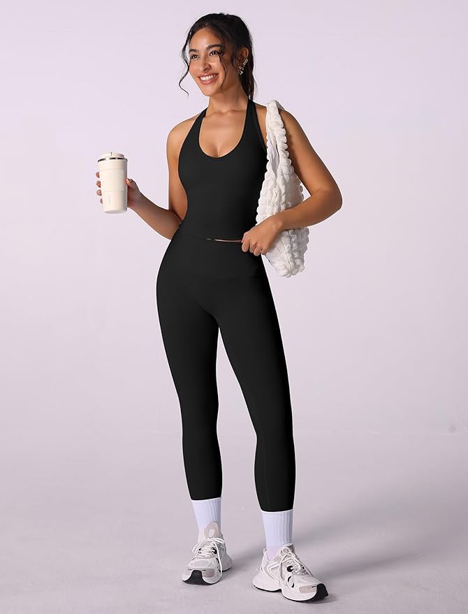 ABOCIW Womens Cross Back Workout Crop Tank with Built in Bra V Neck Longline Sports Bra Gym Shirt Yoga Pilates Top