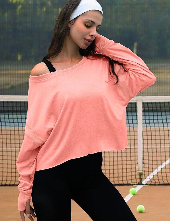 UNIANKIYA Open Back Workout Tops for Women Long Sleeve Cropped Athletic Clothes Gym Running Yoga Low Impact Sports T Shirts