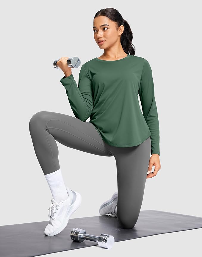 SANTINY Lightweight Long Sleeve Workout Tops for Women Breathable Gym Yoga Athletic Running Hiking Top UPF 50+ Sun Shirts