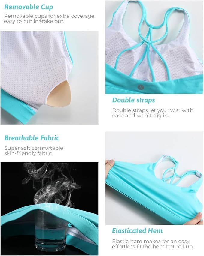 RUNNING GIRL Sports Bras for Women,Padded Sports Bra Tank Top Sexy Crisscross Back High Impact Longline Workout Yoga Bra