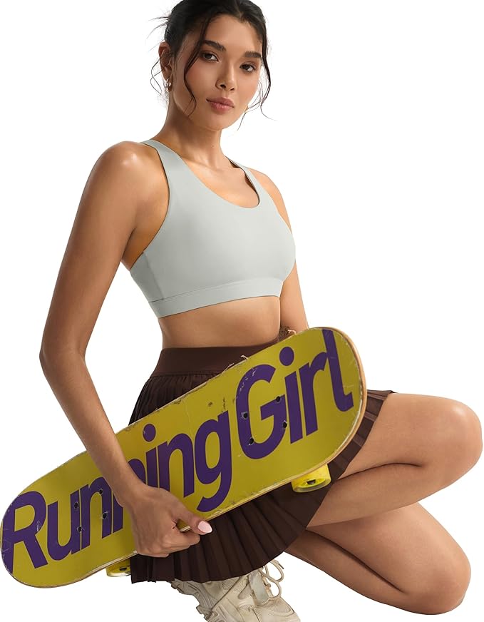 RUNNING GIRL Sports Bras for Women,Padded Strappy Sports Bras Criss-Cross Back Medium Support Sports Bras with Removable Cups