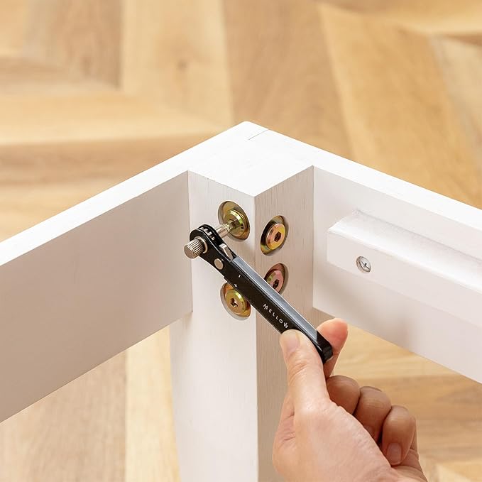 Mellow Naturalista Classic 12 Inch Solid Wood Platform Bed with Wooden Slats, Cal King, Whit