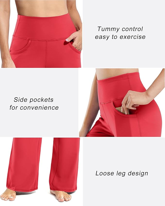 Promover Wide Leg Pants Woman Yoga Pants with Pockets Stretch Loose Casual Lounge Sweatpants Petite/Regular/Tall