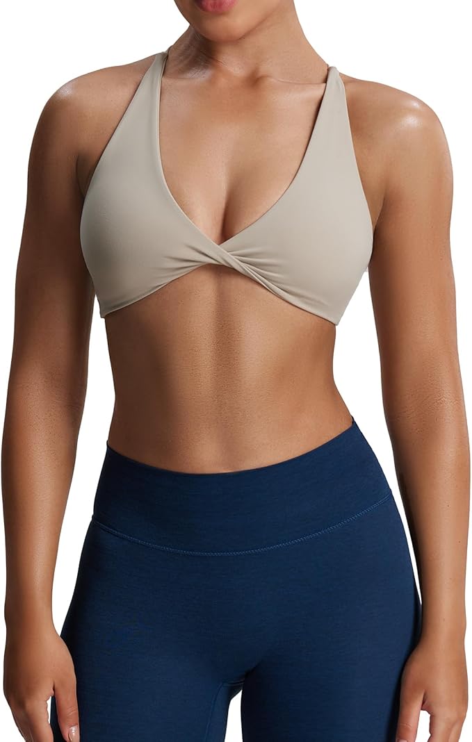 Aoxjox Women's Workout Sports Bras Fitness Metamorph Sienna Twist Bra Yoga Crop Tank
