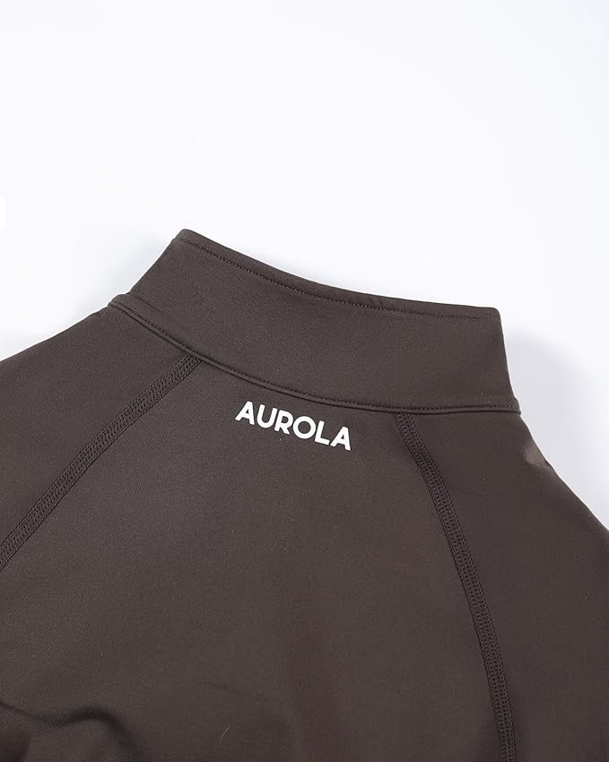 AUROLA Influence Workout Jacket for Women, Half Zip Cropped Slim Fit Long Sleeve Yoga Jackets Athletic Top with Thumb Holes
