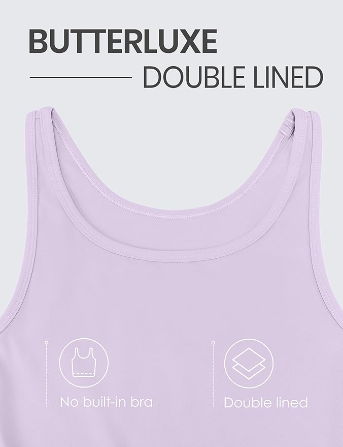CRZ YOGA Butterluxe Double Lined Tank Tops for Women - Workout Casual Scoop Neck Racerback Crop Sleeveless Shirt