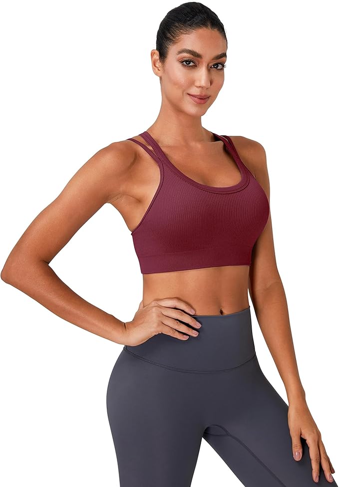 Sports Bras for Women HIigh Support, Criss-Cross Back Padded Strappy High Impact Sports Bras for Women Large Bust