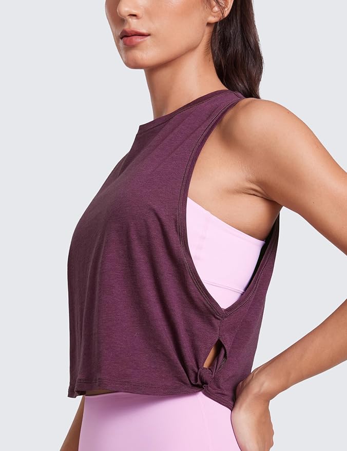 CRZ YOGA Pima Cotton Large Armhole Tank Tops for Women - Workout Sport Athletic Yoga Running Gym Loose Crop Sleeveless Shirts