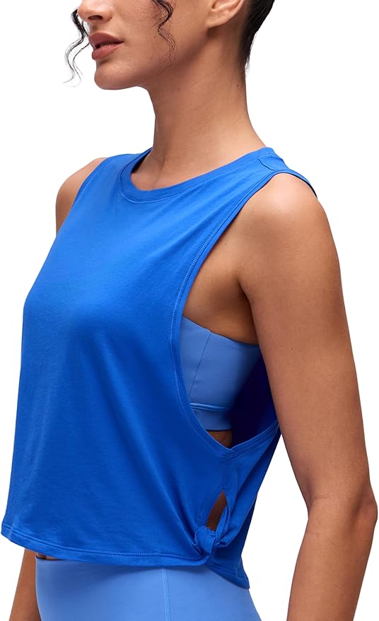 CRZ YOGA Pima Cotton Large Armhole Tank Tops for Women - Workout Sport Athletic Yoga Running Gym Loose Crop Sleeveless Shirts