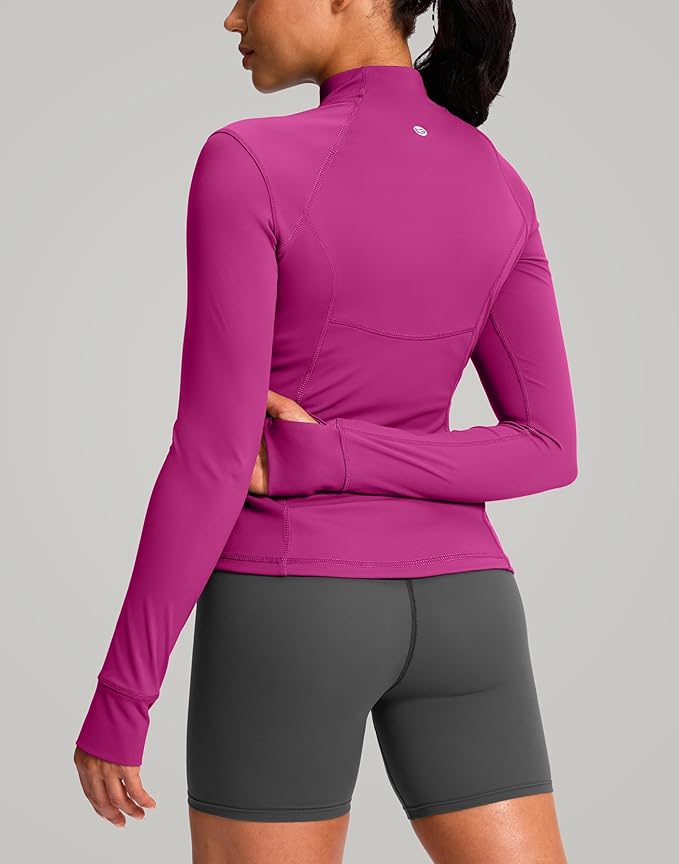 G Gradual Women's Workout Jackets Extended Waist Length Slim Full Zip 4 Pockets Athletic Jacket Spring Running Yoga Clothes