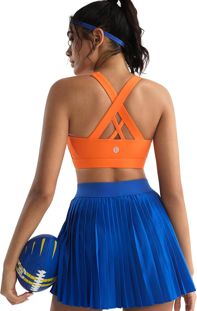 RUNNING GIRL Sports Bras for Women,Padded Strappy Sports Bras Criss-Cross Back Medium Support Sports Bras with Removable Cups