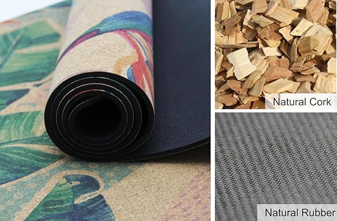 Eco-Friendly, Non-Toxic Cork Yoga Mat. Sweat Resistant, Non-Slip Flat Mat. Ideal for Hot Yoga, Bikram, Vinyasa, Power, Pilates, HIIT Workouts. (72" x 26" x 4mm)