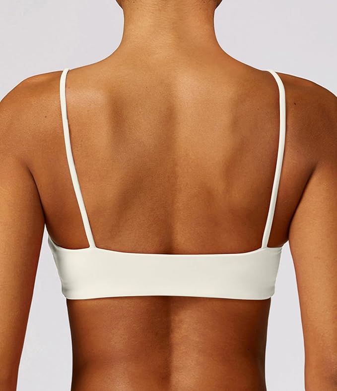 Comper Women's Sports Bra with Thin Straps Stretchy Wirefree Workout Bras Lightweight Workouts Bralette with Removable Pads
