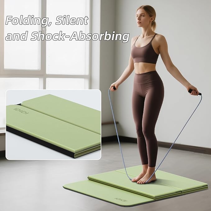 Foldable Yoga Mat Extra Thick 0.32 Inches-SGS Certified POE Material Exercise Mat, Non-Slip Design Fitness Mats, Multi-Purpose Workout Mats For Studio or Home Use