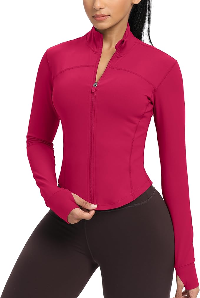 GYM RAINBOW Womens Zip Up Workout Jakcets Lightweight Slim Fit Running Athletic Jackets with Thumb Holes