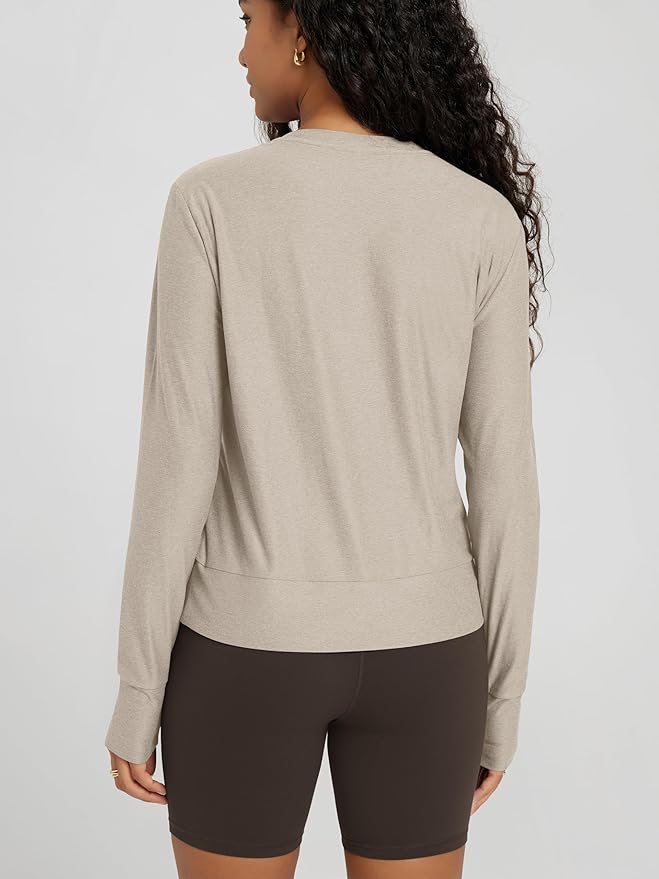ODODOS Women's Long Sleeve Crewneck Tee - Ultra-Soft odSTRATUM Tech Performance T-Shirts UPF 50+ Daily Pullover Tops