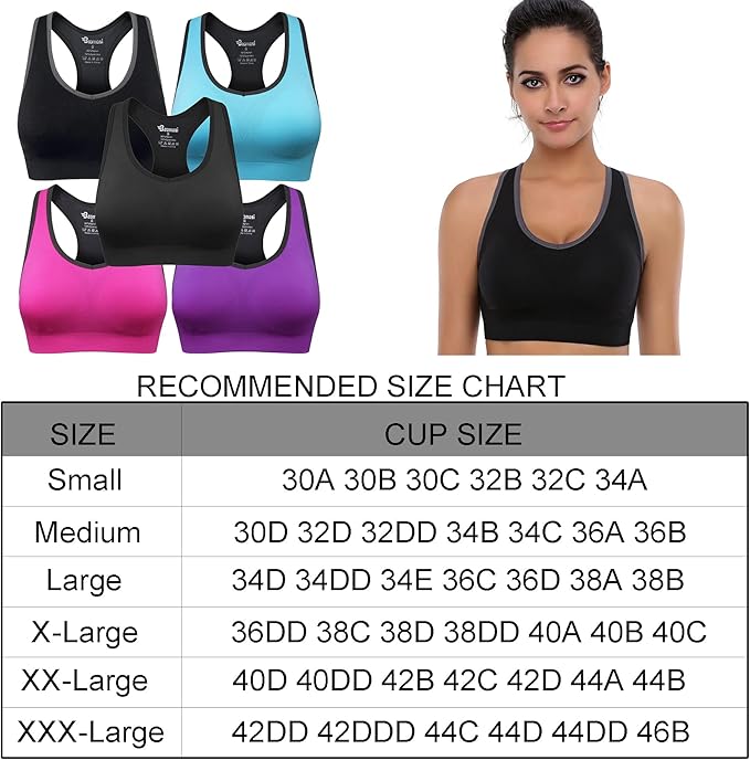 Women's Seamless Racerback Sports Bra High Impact Support Yoga Gym Workout Fitness